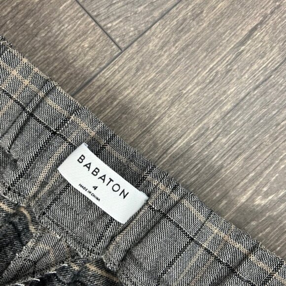 Aritzia Babaton Conan Pant Plaid Trouser Straight Leg High Waist Pleated Gray - Picture 10 of 16